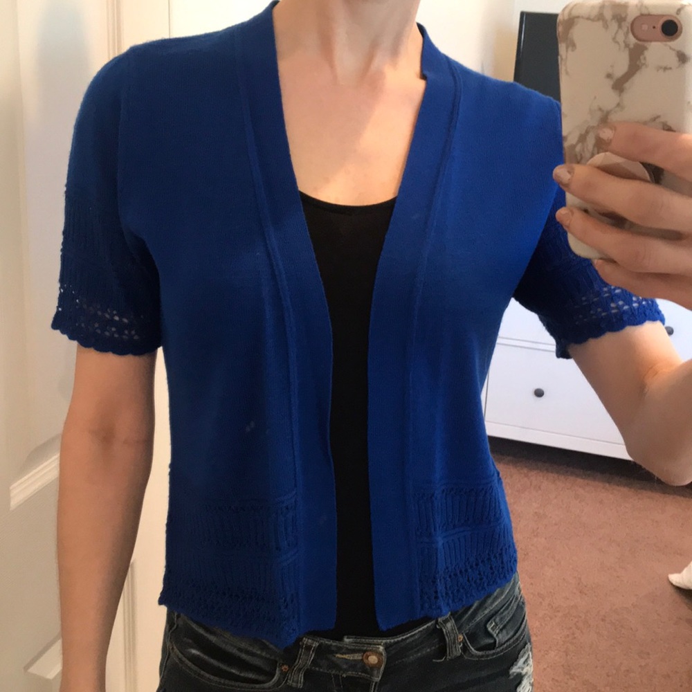 Midnight blue short sleeved cardigan